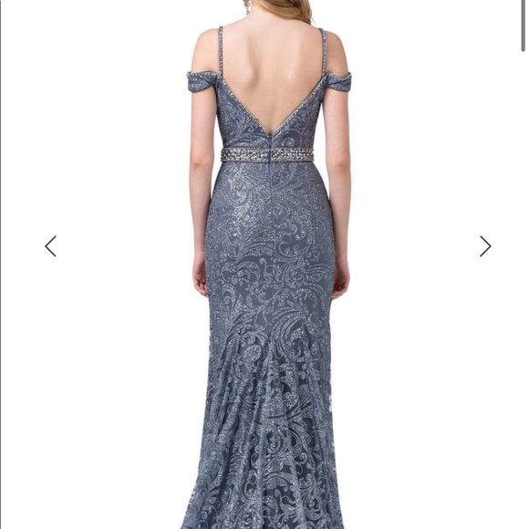 Embellished off shoulder gown - Picture 2 of 7